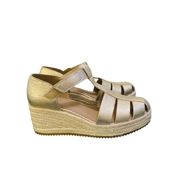 EILEEN FISHER Tilly Leather Espadrille Sandal Silver Metallic - Picture 4 of 10